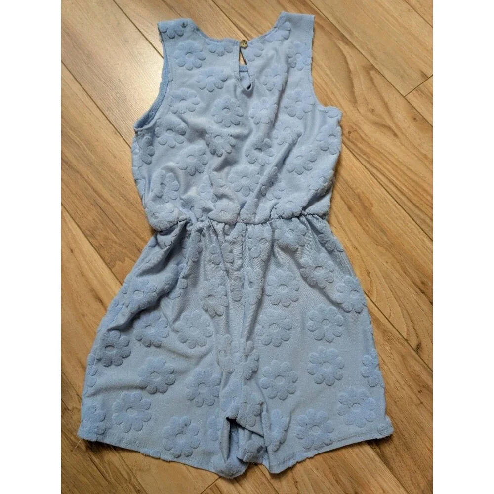 Vintage Glitter Girl Y2K Terry Daisy Romper Girls 8 Made in USA Chenille Floral